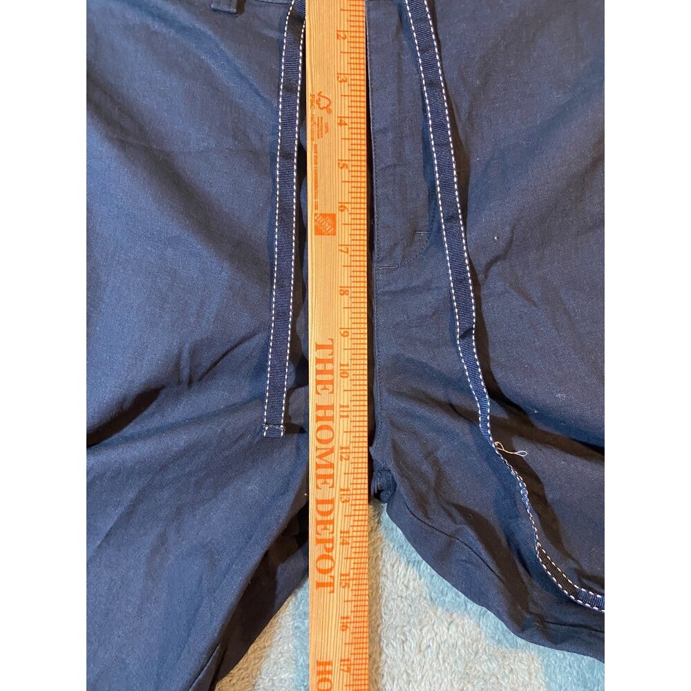 Lee Linen Blend Cropped Pants Size 14 straight Leg Front Tie Navy Blue Size 14 - Picture 12 of 13